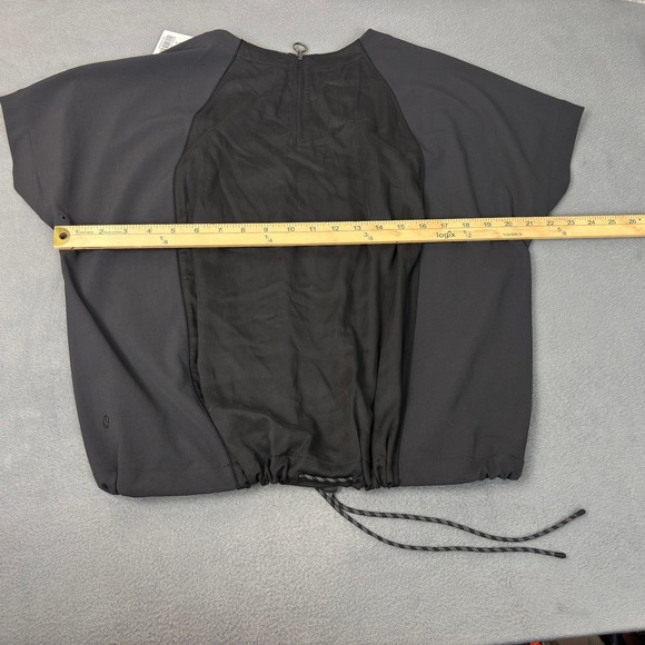 Lululemon Tied to Motion Short Sleeve Top Black Size 8 Relaxed Fit Drawstring - Picture 9 of 11